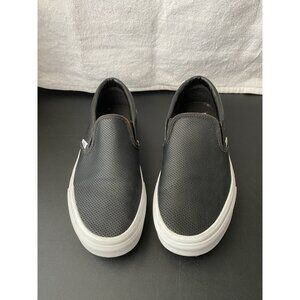 Vans Off the Wall Leather Asher Black Slip On Shoes Womens 7 Men’s 5.5